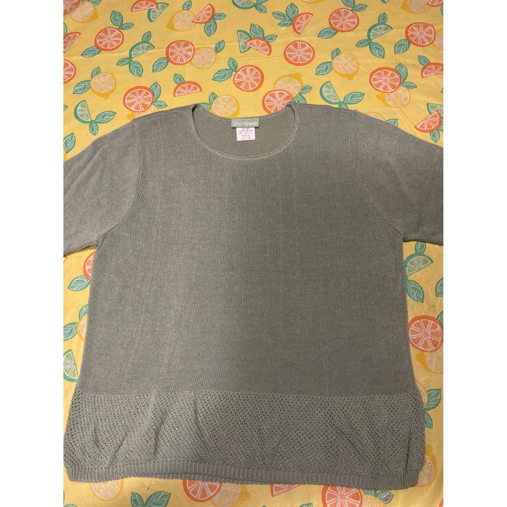 Vintage Grannycore Womens 220 Hickory Pointelle Knit Sweater Large Sage Green